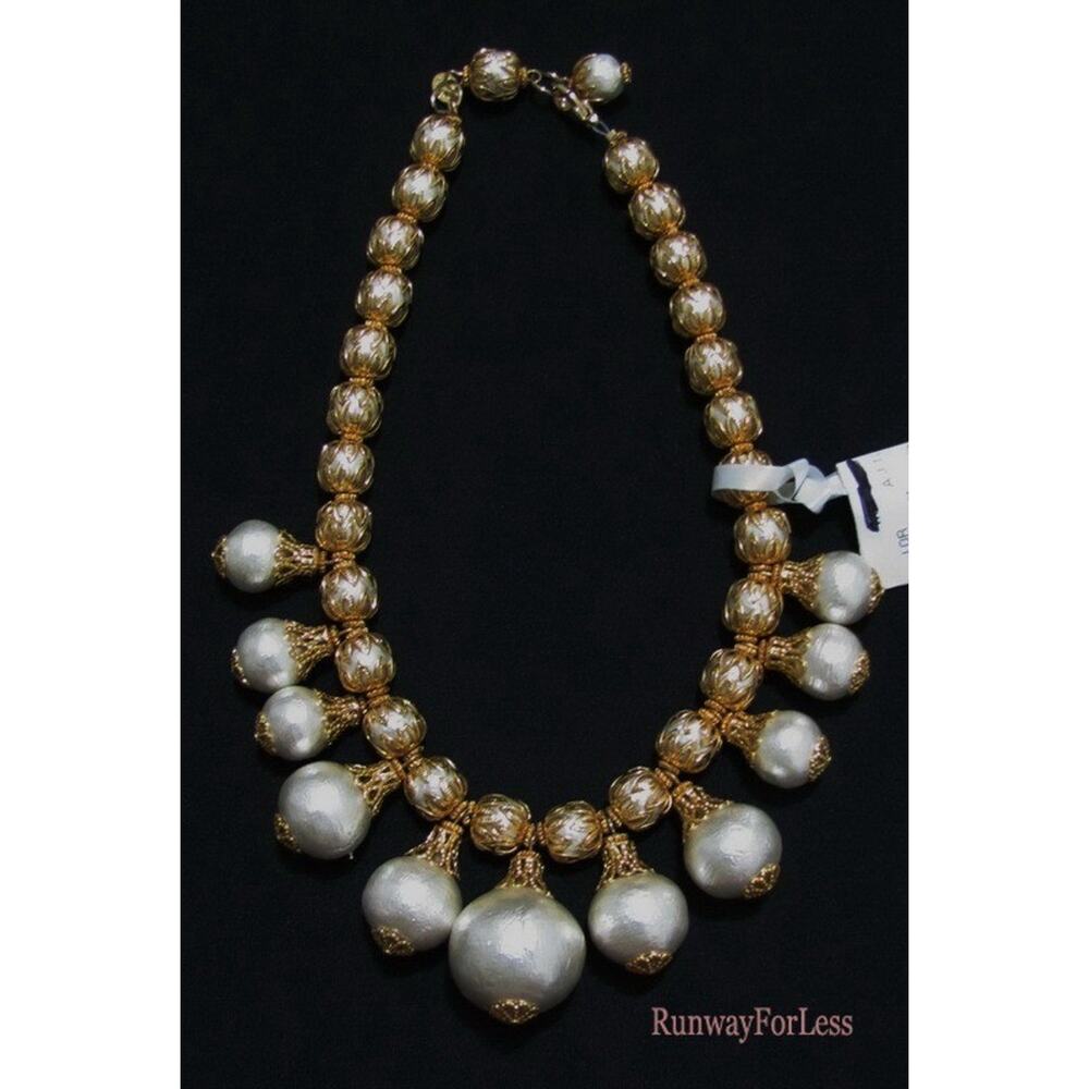 Usa $210 New LORREN BELL Sophisticated Cotton Ball Pearl Statement Necklace